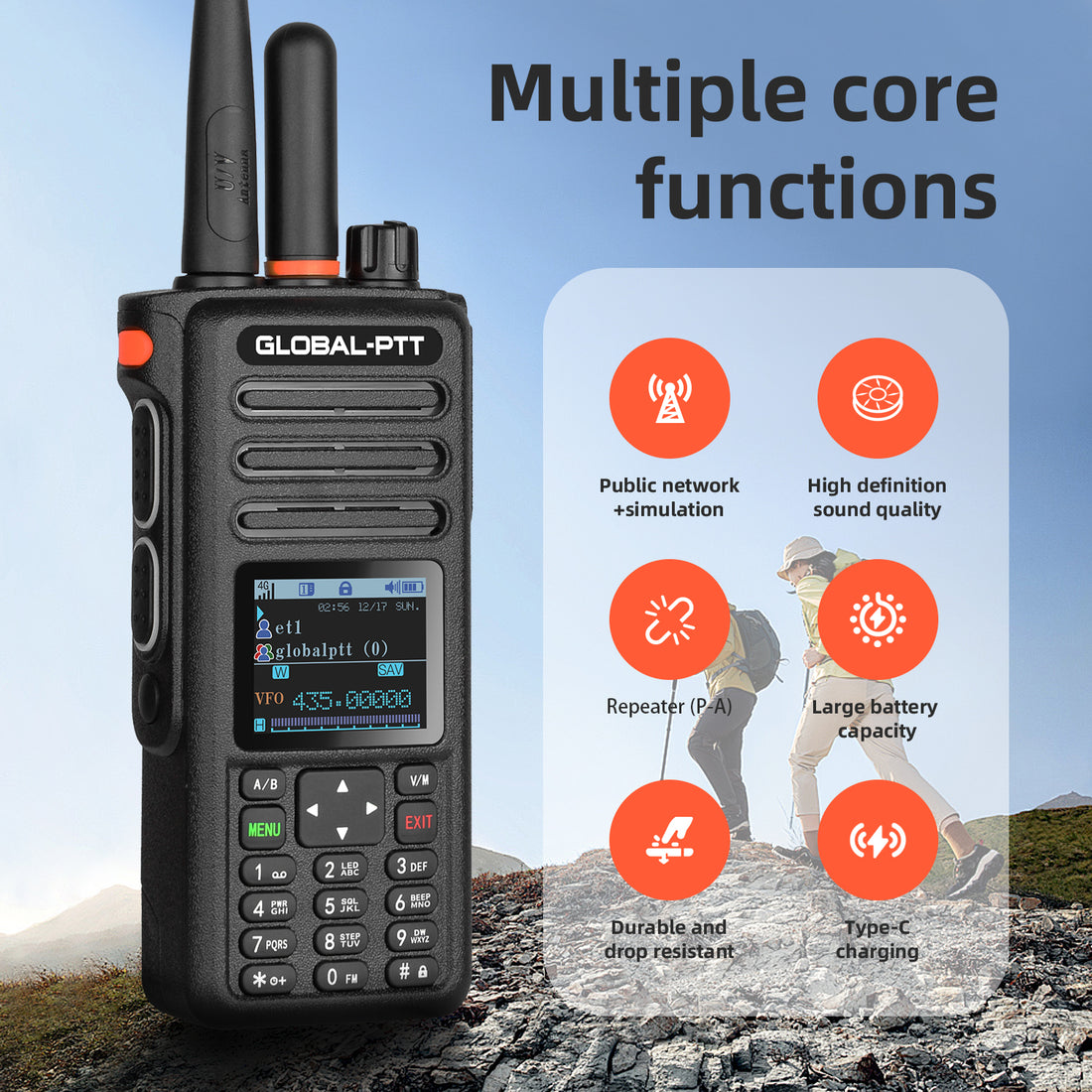 G8plus PoC Radios + UHF Analog Walkie Talkie Two-Way Radio, Repeater Unlimited Range Nationwide Communication Bulit-in 1-Year Data Plan Sim Cards