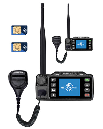 Global-PTT 2-Pack Push-to-Talk Over Cellular (PoC) Mobile Radios Walkie Talkies - 4G LTE Nationwide PTT Unlimited Range Free License for in-Vehicle Communication